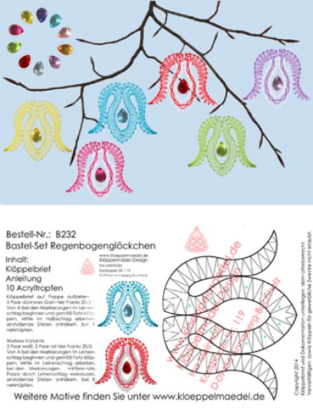 232 Bastelset Regenbogenglöckchen mit 10 bunten Acryltropfen